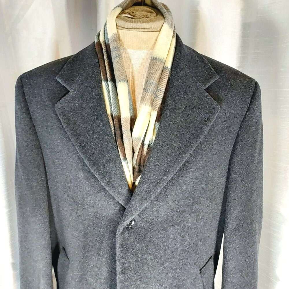 Andrew Fezza  Cashmere Blend Longline Full Length  Charcoal Gray Over Coat Men’s